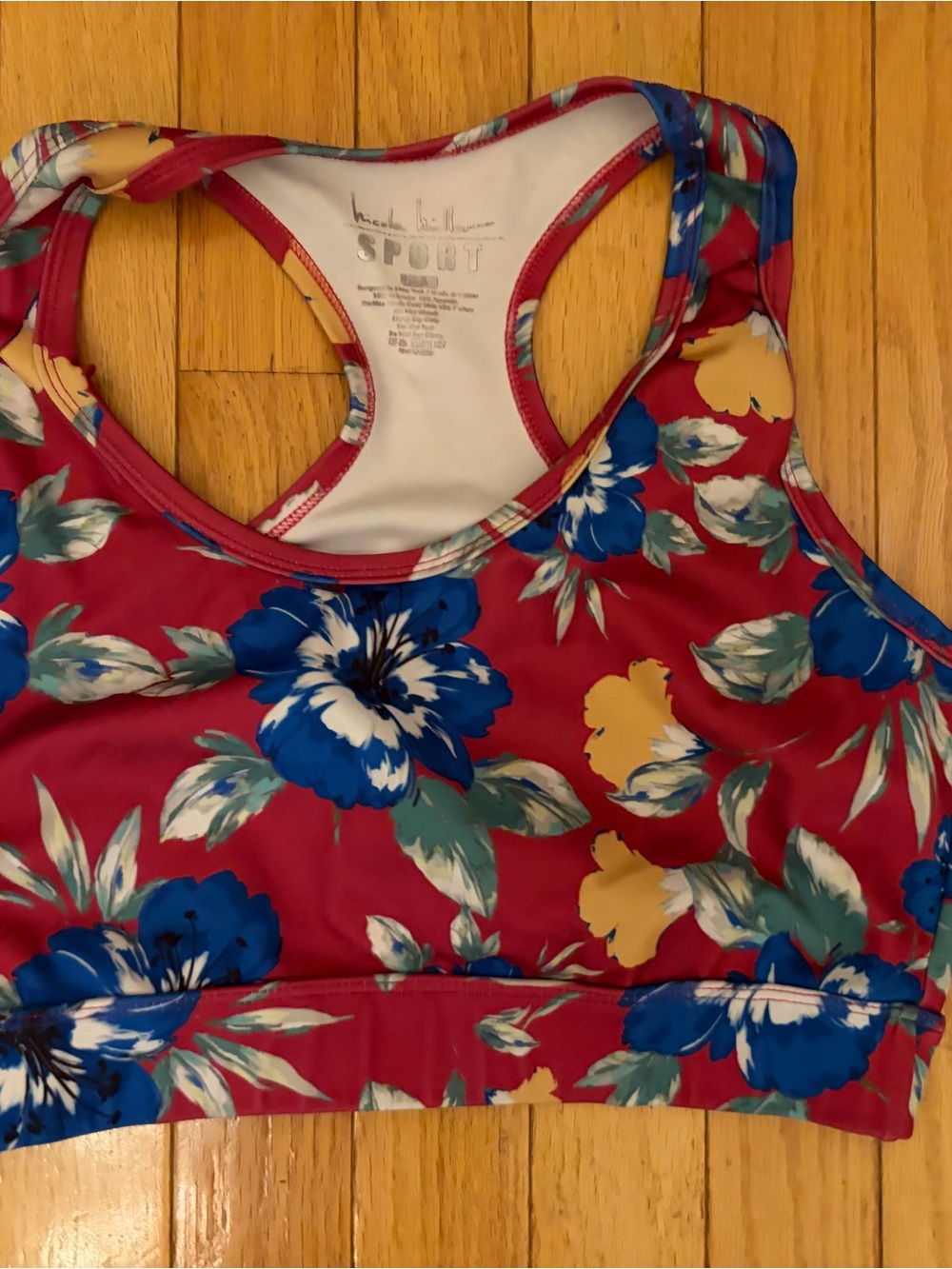 Nicole Miller Sport pink Floral Racerback Sports Bra